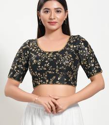 Women's mulbury silk padded back open elbow sleeves saree blouse