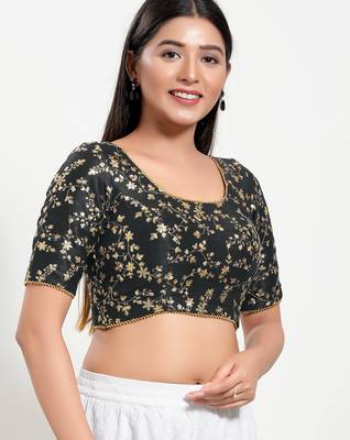 Women's mulbury silk padded back open elbow sleeves saree blouse 3