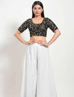 Women's mulbury silk padded back open elbow sleeves saree blouse 4