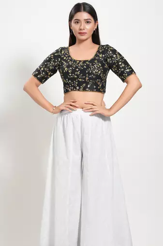 Women's mulbury silk padded back open elbow sleeves saree blouse