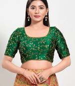 Women's mulbury silk padded back open elbow sleeves saree blouse