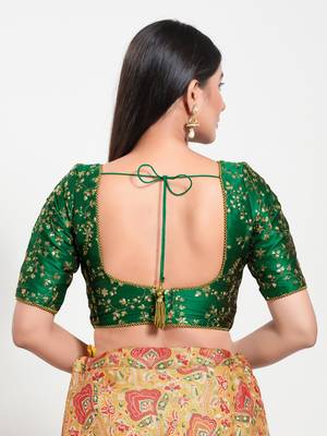 Women's mulbury silk padded back open elbow sleeves saree blouse 2