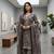 Wine printed cotton blend stitched geometric print salwar kurta dupatta for women
