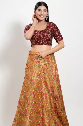 Women's mulbury silk padded back open elbow sleeves saree blouse