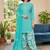 Blue printed cotton blend stitched geometric print salwar kurta dupatta for women