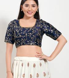Women's mulbury silk padded back open elbow sleeves saree blouse