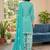 Blue printed cotton blend stitched geometric print salwar kurta dupatta for women