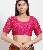 Women's mulbury silk padded back open elbow sleeves saree blouse