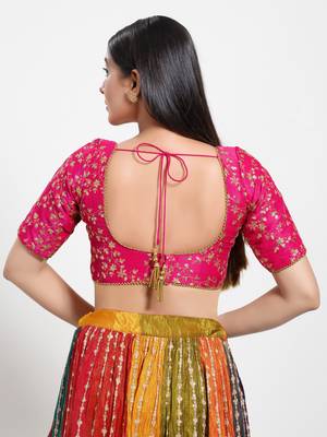 Women's mulbury silk padded back open elbow sleeves saree blouse 2