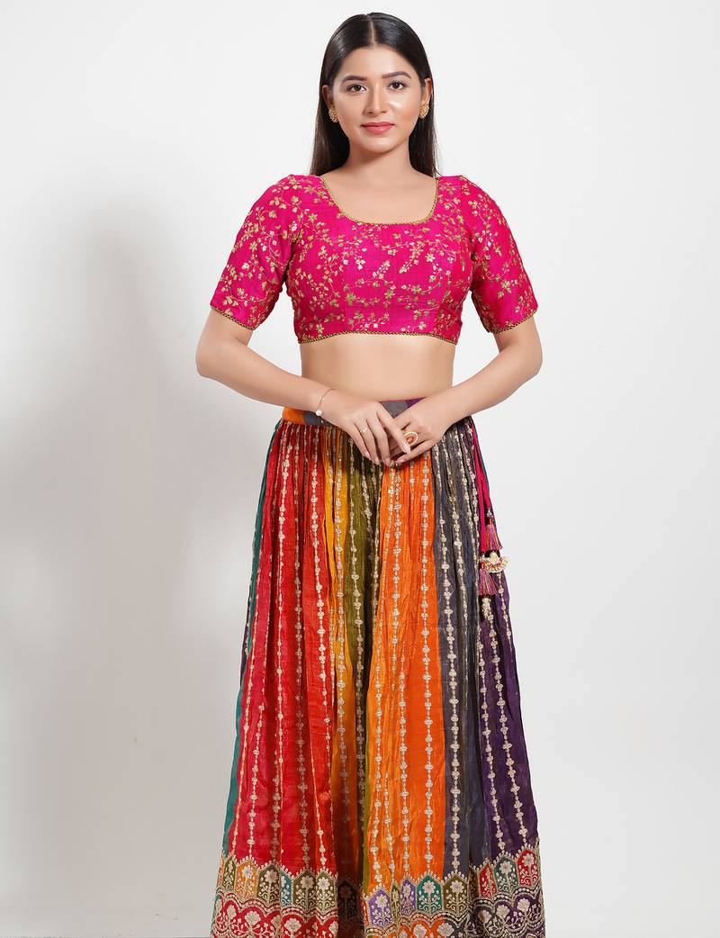 Women's mulbury silk padded back open elbow sleeves saree blouse
