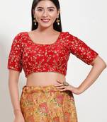 Women's mulbury silk padded back open elbow sleeves saree blouse
