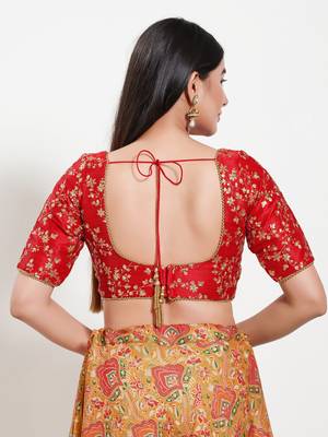 Women's mulbury silk padded back open elbow sleeves saree blouse 2