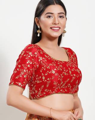 Women's mulbury silk padded back open elbow sleeves saree blouse 3