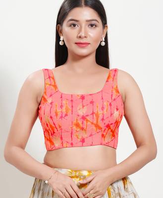 Women's brocade padded back open sleeveless saree blouse 1