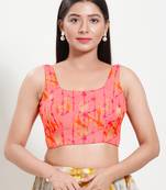Women's brocade padded back open sleeveless saree blouse