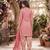 Pink printed cotton blend stitched geometric print salwar kurta dupatta for women