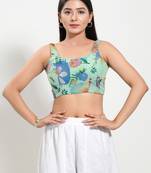 Women's brocade padded back open sleeveless saree blouse