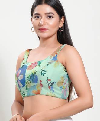 Women's brocade padded back open sleeveless saree blouse 3