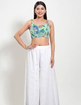 Women's brocade padded back open sleeveless saree blouse 4
