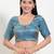 Women's brocade padded front open elbow sleeves saree blouse