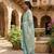 Blue printed cotton blend stitched abstract print salwar kurta dupatta for women