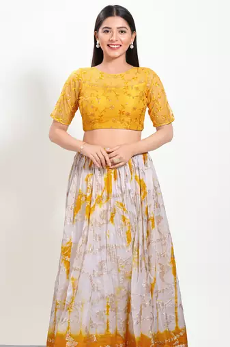 Women's net padded back open elbow sleeves saree blouse