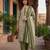 Olive printed cotton blend stitched floral print salwar kurta dupatta for women