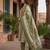 Olive printed cotton blend stitched floral print salwar kurta dupatta for women