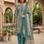 Teal printed cotton blend stitched floral print salwar kurta dupatta for women