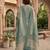 Teal printed cotton blend stitched floral print salwar kurta dupatta for women