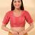 Women's silk padded front open elbow sleeves saree blouse