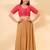 Women's silk padded front open elbow sleeves saree blouse