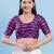 Women's silk padded front open elbow sleeves saree blouse