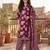 Wine printed cotton blend stitched floral print salwar kurta dupatta for women