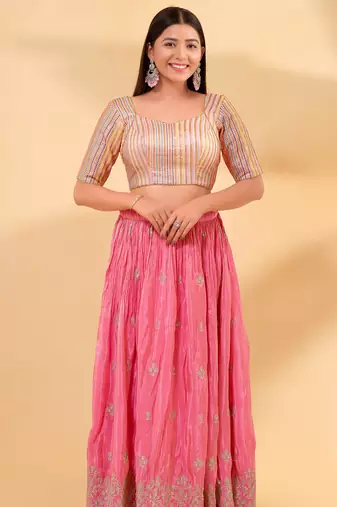 Women's mulbury silk padded back open elbow sleeves saree blouse