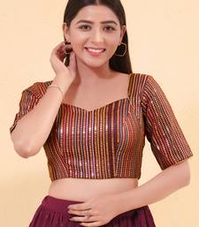 Women's mulbury silk padded back open elbow sleeves saree blouse