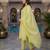 Yellow printed cotton blend stitched floral print salwar kurta dupatta for women