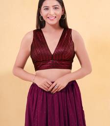 Women's tissue padded back open elbow sleeves saree blouse