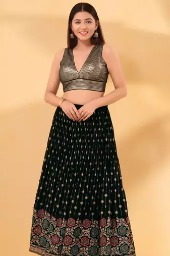 Women's tissue padded back open elbow sleeves saree blouse