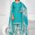 Blue printed cotton blend stitched geometric print salwar kurta dupatta for women