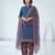 Blue printed cotton blend stitched floral print salwar kurta dupatta for women