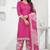 Pink printed cotton blend stitched geometric print salwar kurta dupatta for women