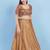Women's brocade padded front open elbow sleeves saree blouse