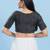Women's cotton padded front open elbow sleeves saree blouse