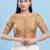 Women's cotton padded front open elbow sleeves saree blouse