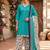 Teal printed cotton blend stitched floral print salwar kurta dupatta for women