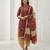Red printed cotton blend stitched abstract print salwar kurta dupatta for women