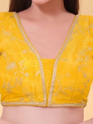 Women's silk padded back open elbow sleeves saree blouse 4