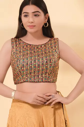 Women's georgette padded back open sleeveless saree blouse