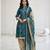 Teal printed cotton blend stitched abstract print salwar kurta dupatta for women